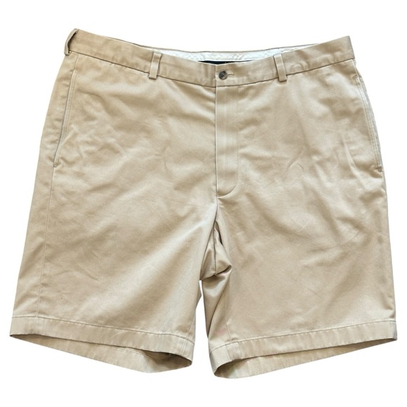 Brooks Brothers 9” Classic Chino Flat Front Shorts 100% Cotton Khaki Tan Mens 38 - Picture 3 of 5